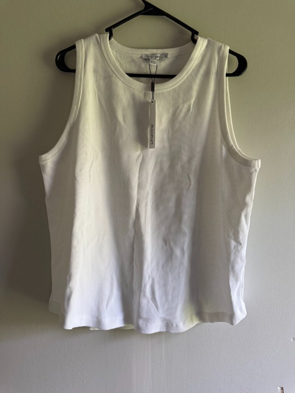 NWT Chico's Alabaster High Neck Ribbed Tank Top Cotton Span Size 3 XL